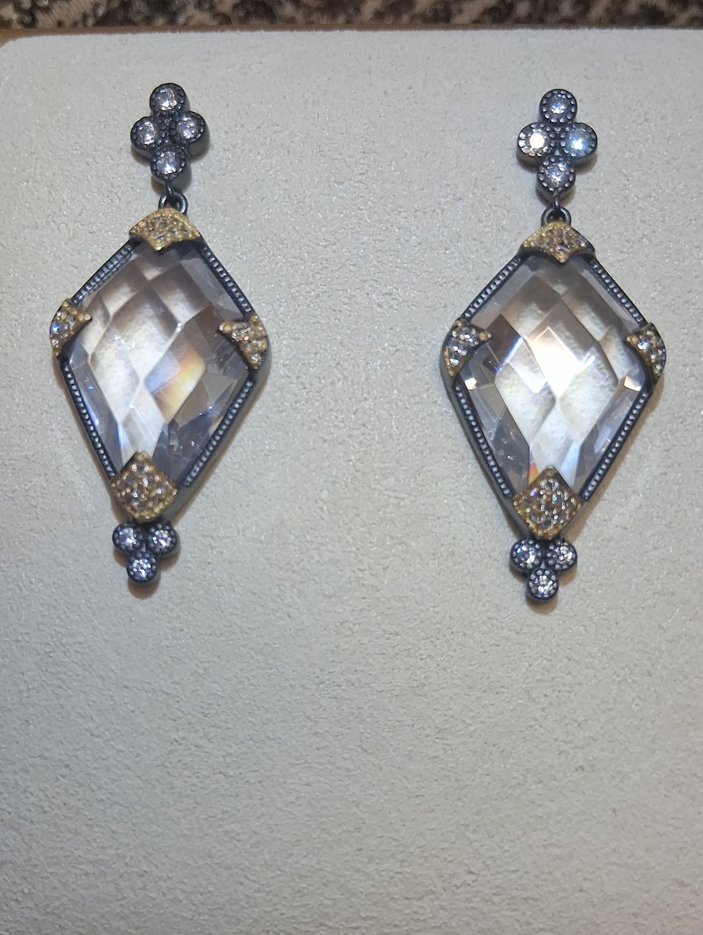 Freida Rothmam Faceted  Crystal Marquise Drop Earrings - STUNNING!!!! ✨️💖✨️